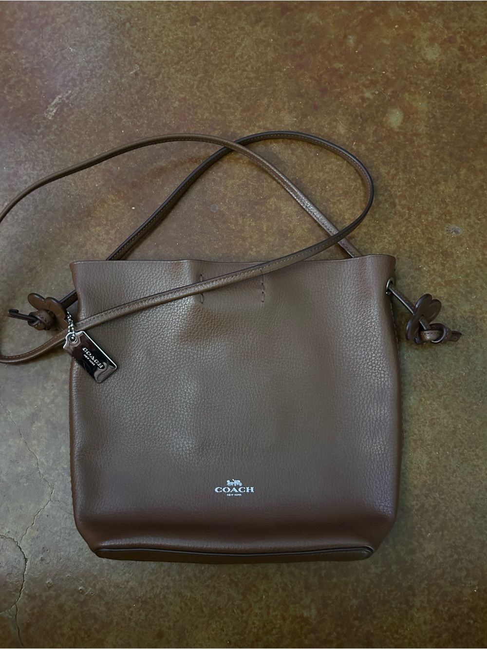 Coach Brown Pebbled Leather Bucket Shoulder Bag
